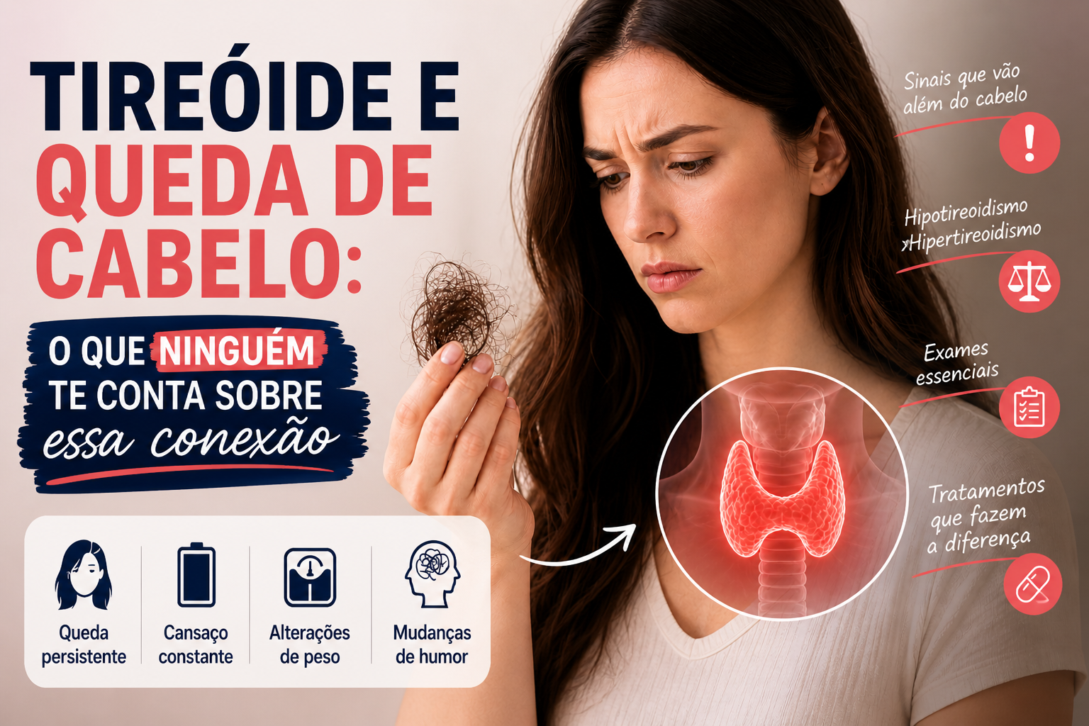 Tireóide e queda de cabelo: o que ninguém te conta sobre essa conexão