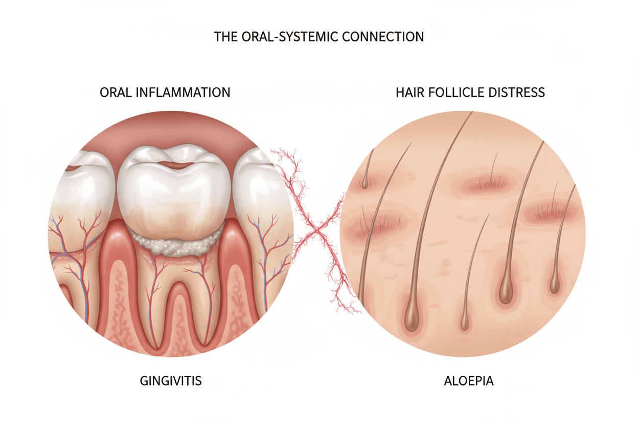 A surpreendente ligação entre infecção dentária e queda de cabelo - QUANTIC FLORA