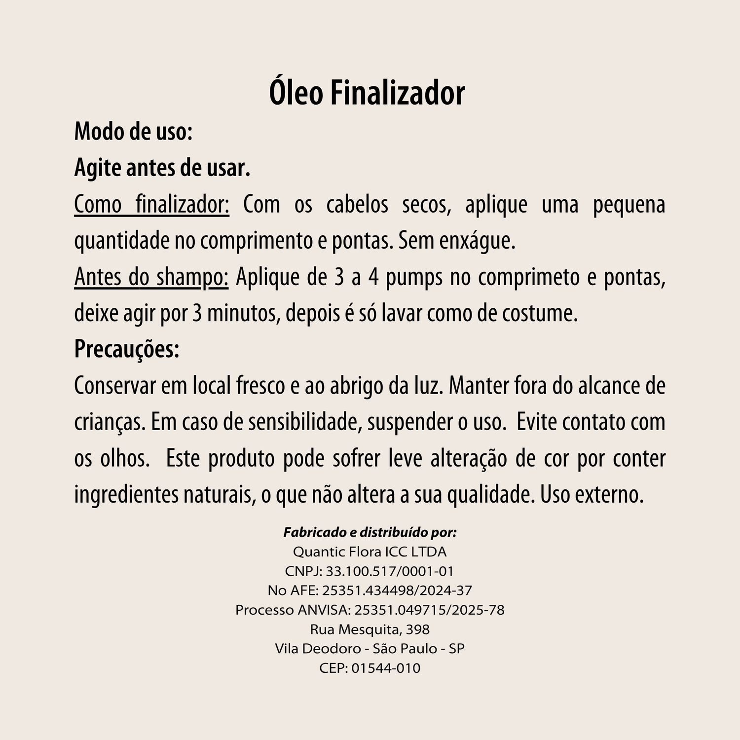 Óleo Finalizador Silicone Free - QUANTIC FLORA
