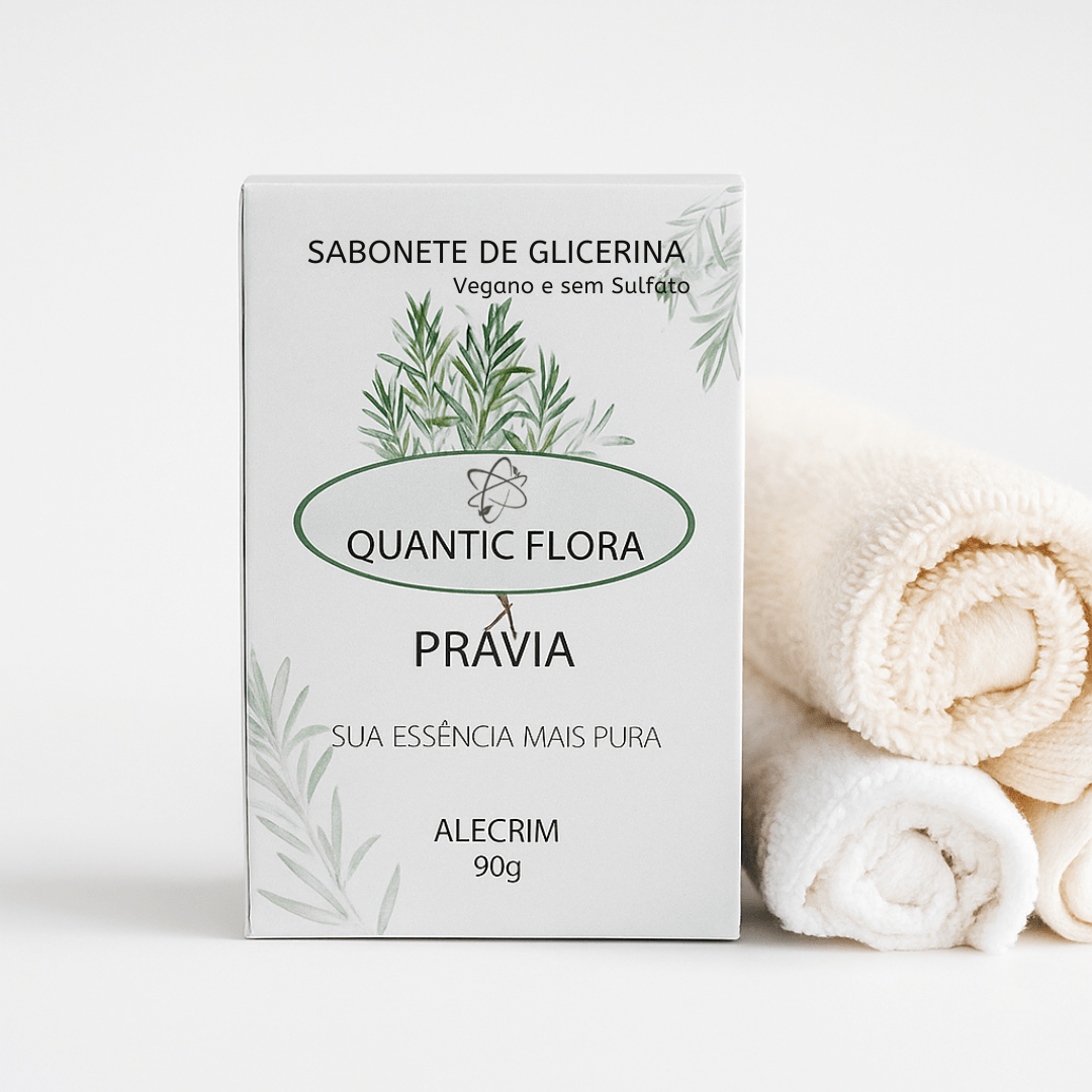 SABONETE DE GLICERINA VEGETAL ALECRIM - PRAVIA - COM ÓLEO ESSENCIAL - SEM SULFATO - QUANTIC FLORA