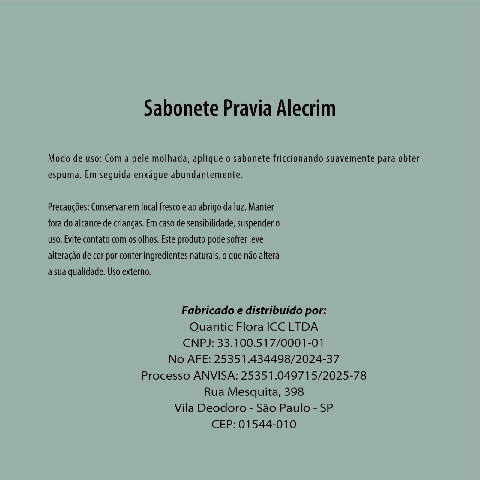 SABONETE DE GLICERINA VEGETAL ALECRIM - PRAVIA - COM ÓLEO ESSENCIAL - SEM SULFATO - QUANTIC FLORA