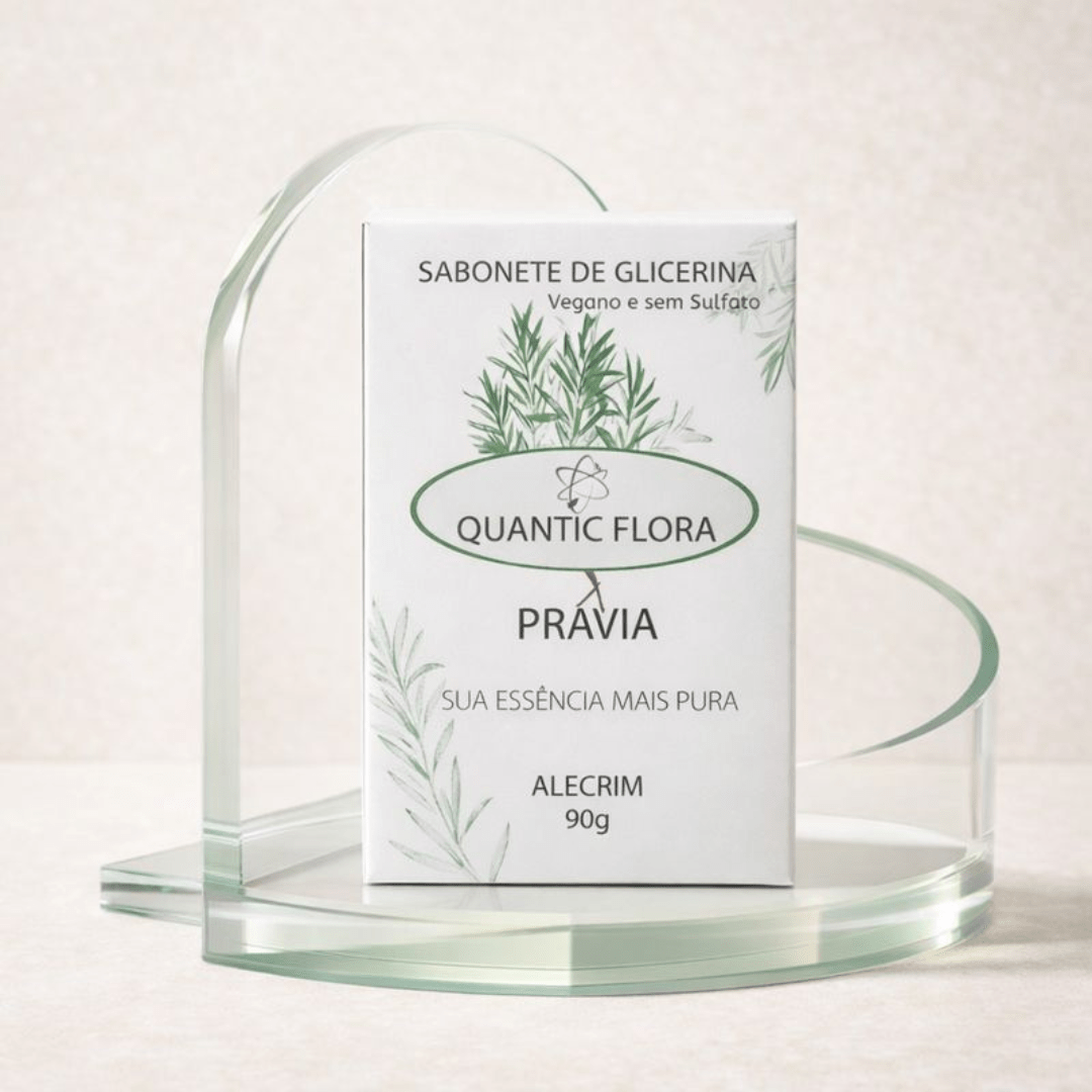 SABONETE DE GLICERINA VEGETAL ALECRIM - PRAVIA - COM ÓLEO ESSENCIAL - SEM SULFATO - QUANTIC FLORA