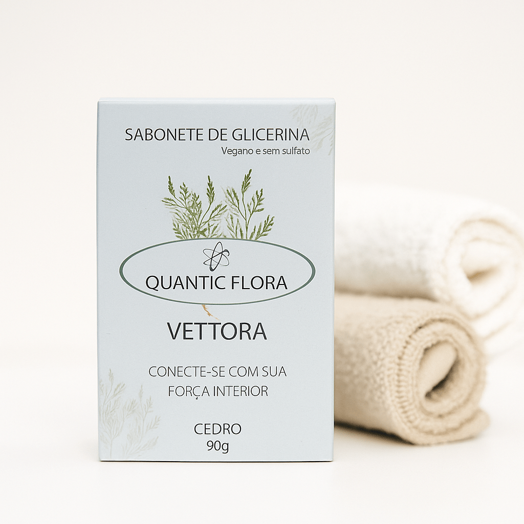SABONETE DE GLICERINA VEGETAL CEDRO - VETTORA - COM ÓLEO ESSENCIAL - SEM SULFATO - QUANTIC FLORA