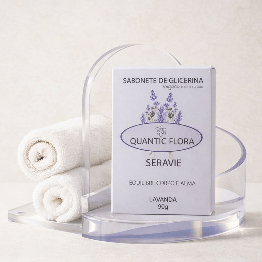 SABONETE DE GLICERINA VEGETAL LAVANDA - SERAVIE - COM ÓLEO ESSENCIAL - SEM SULFATO - QUANTIC FLORA